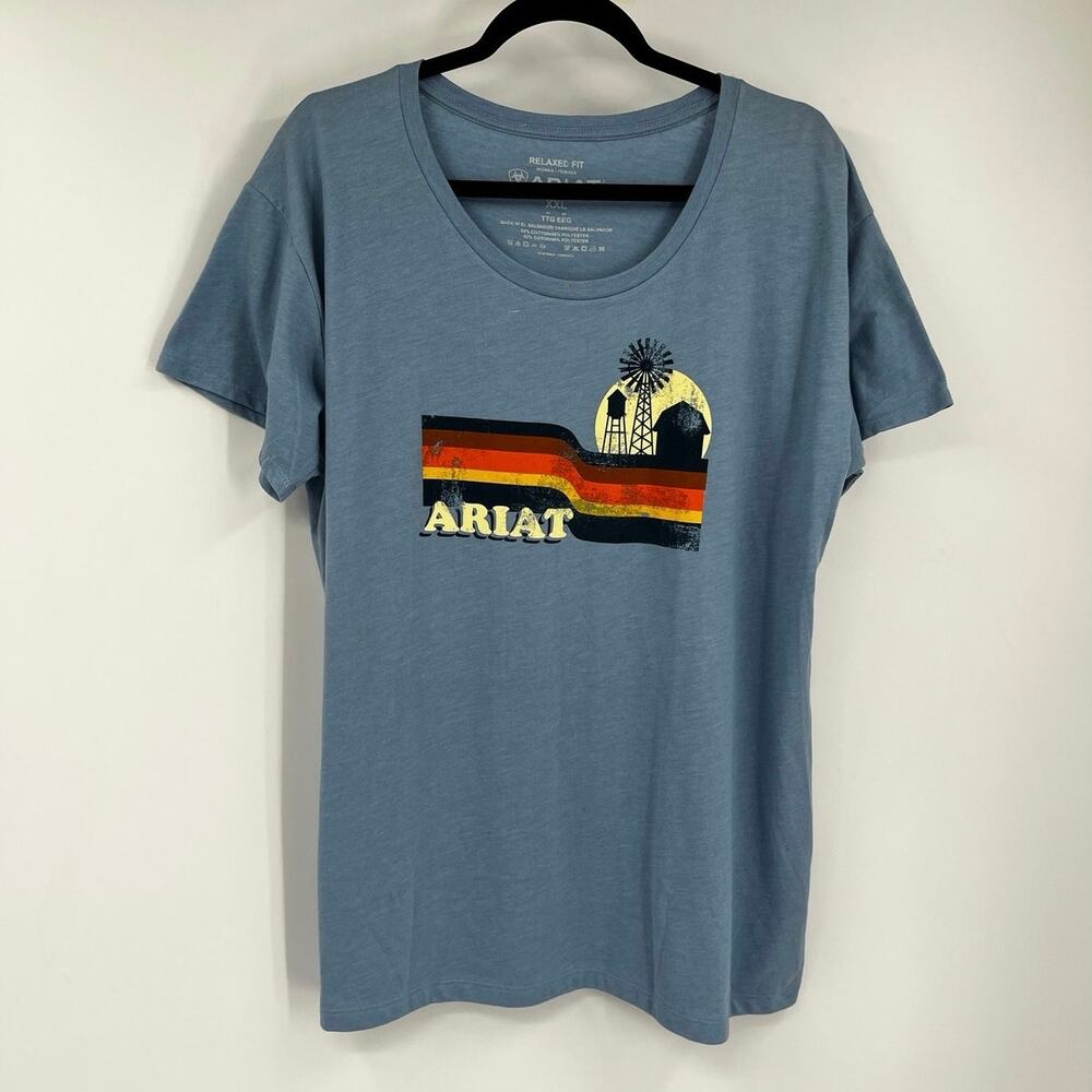 Ariat Relaxed For Graphic Tee Women’s XXL Western Farm Country Blue Orange